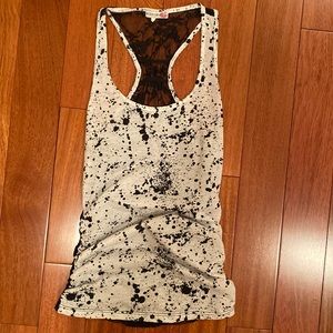 Tank top with black sheer lace back